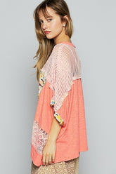 POL Hollow Out Floral Half Sleeve Knit Top OutfitFlow